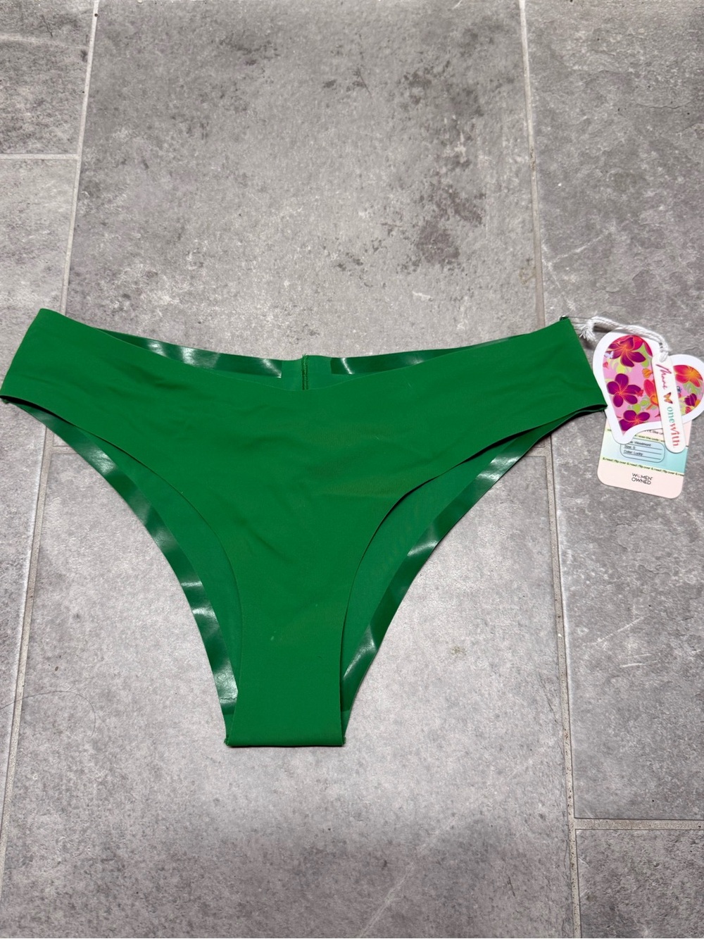 OneWith Bright Green Jennings V-cut High-waisted Bikini Bottom